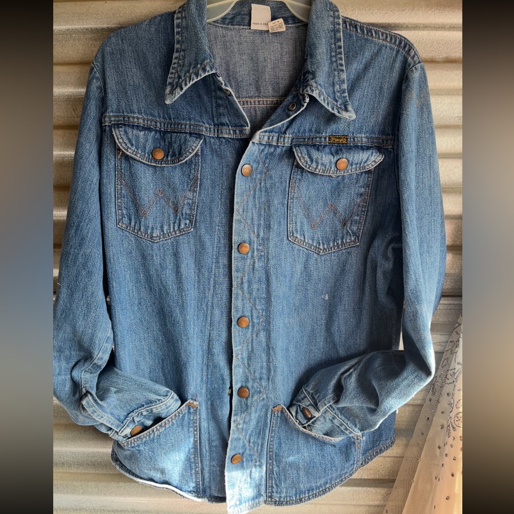 Vintage Wrangler Blue Jean Jacket Classic Denim Style large